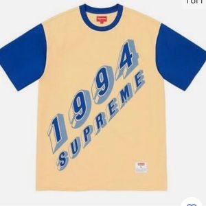 Supreme Bevel Text Ringer tee Light yellow